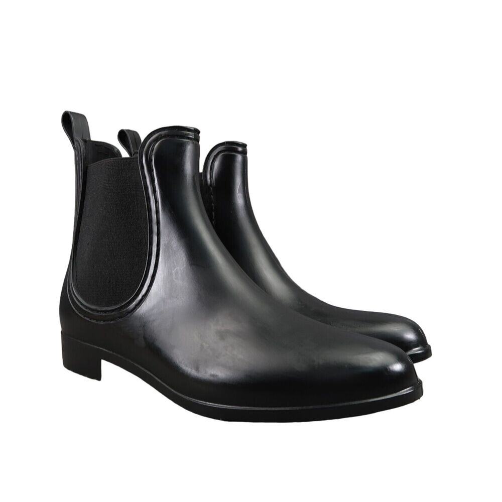 Jeffrey Campbell Shoes Womens 9 Rain Bootie Chelsea Rubber Black Pull On Havana